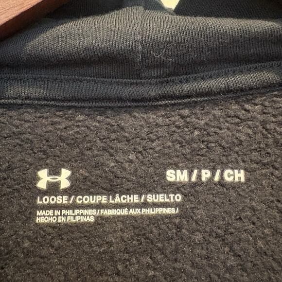 Under Armour Sweatshirt Mens Small Black Rival Fitted Loose Fleece Hoodie - Picture 2 of 16